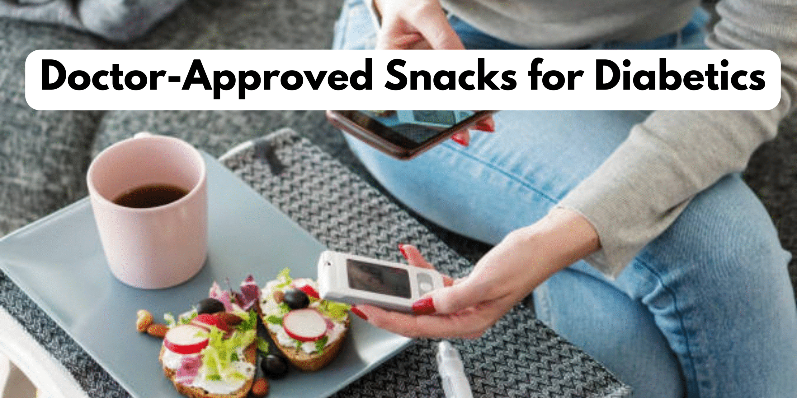 A variety of healthy, doctor-approved snacks for diabetics arranged on a wooden table.